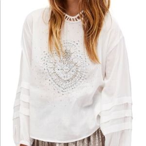 NWT| Free People Boho Top with Stones